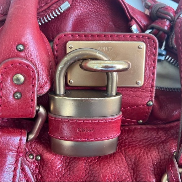 Chloe Paddington Red Leather Handbag Y2K - Picture 7 of 14